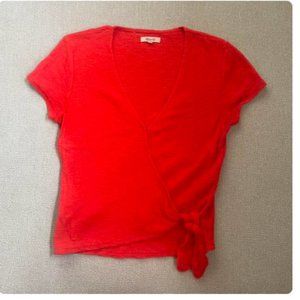 Madewell Texture & Thread Wrap Tie Cropped Top Blouse